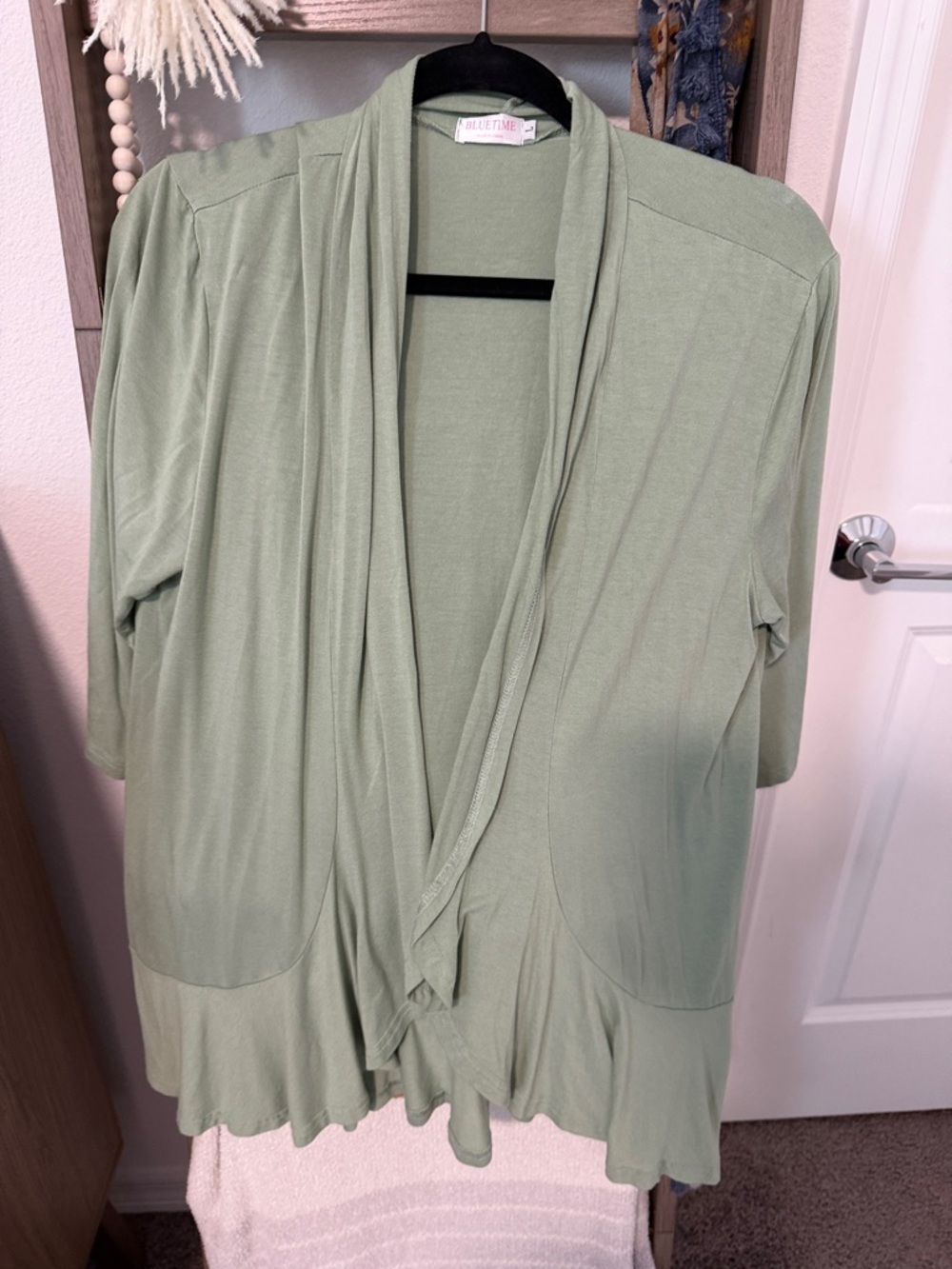 Bluetime Open-Front Lightweight Cardigan - Sage Green
